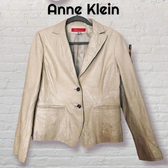 Anne Klein Jackets & Blazers - Annie Klein Crinkle Texture Leather Jacket M